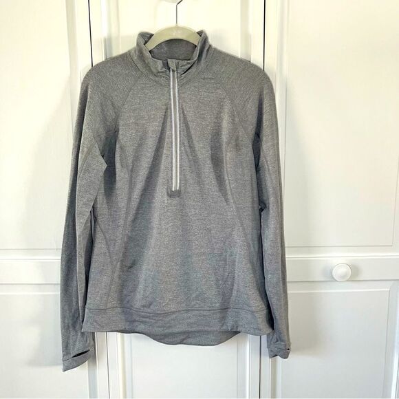 Lucy 1/2 Zip Long Sleeve Mockneck Grey Pullover Activewear Top Medium Athleisure - Picture 1 of 7